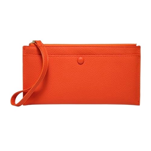 Lejdi Geld-Organizer for Damen, echtes Leder, Lange Geldklammern, Geldbörsen, Handtaschen, Kartenetuis, 7,7 Zoll(Orange) von Lejdi