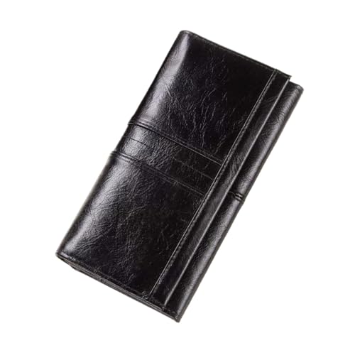 Lejdi Geldbörsen for Damen, Geldklammern, Rindsleder-Geldbörsen, Kartenetuis aus echtem Leder, Business-Handtaschen, Abendtaschen, 7,1 Zoll(Black) von Lejdi