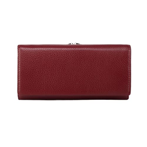 Lejdi Lange Geldklammer-Geldbörsen aus Rindsleder for Damen, Leder-Blocking-Geldbörse, Geldbörse, Geldorganisatoren, Handtaschen, Kartenetuis (Color : Red) von Lejdi