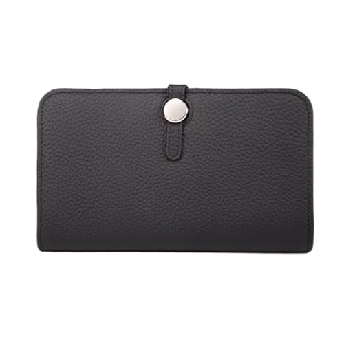 Lejdi Lange Geldscheinklammern for Damen, Rindsleder, Business-Geldbörsen, echtes Leder, Block-Geldbörse, Kartenetuis, Geldbörse (Color : Black) von Lejdi