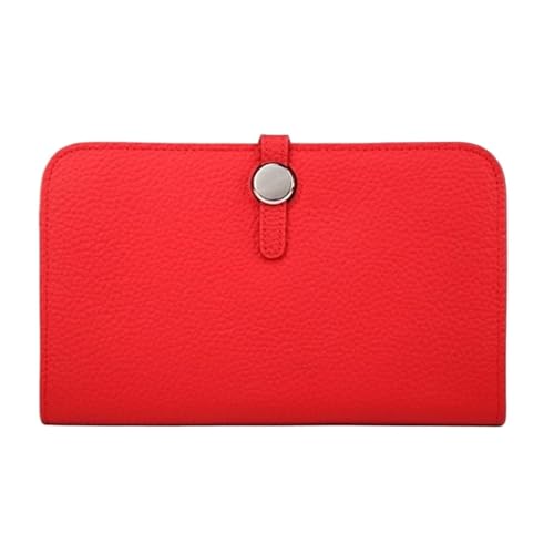 Lejdi Lange Geldscheinklammern for Damen, Rindsleder, Business-Geldbörsen, echtes Leder, Block-Geldbörse, Kartenetuis, Geldbörse (Color : Red) von Lejdi