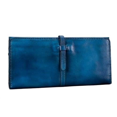 Lejdi Retro-Business-Geldbörsen for Damen, Geldscheinklammern, Kartenetuis aus Rindsleder, Handtaschen aus echtem Leder, Geldbörsen (Color : Blue) von Lejdi