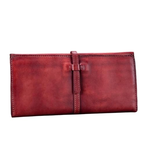 Lejdi Retro-Business-Geldbörsen for Damen, Geldscheinklammern, Kartenetuis aus Rindsleder, Handtaschen aus echtem Leder, Geldbörsen (Color : Red) von Lejdi