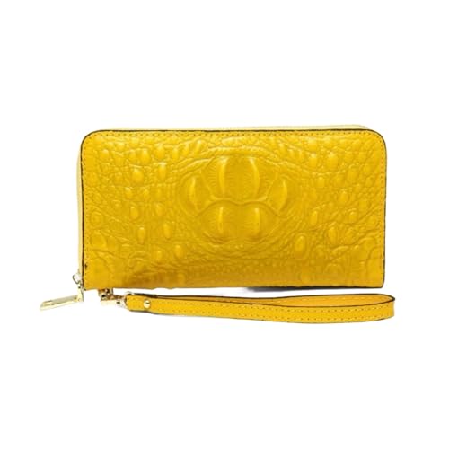 Lejdi Retro-Damen-Geldscheinklammern, Geldbörsen, Business-Handtaschen, Kartenetuis, Münzbörsen, Geld-Organizer aus echtem Leder (Color : Yellow) von Lejdi