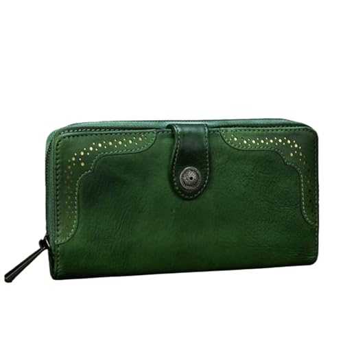 Lejdi Retro-Damen-Geldscheinklammern, Geldbörsen, Kartenetuis, Münzbörsen, Geld-Organizer aus echtem Leder, Business-Handtaschen (Color : Green) von Lejdi