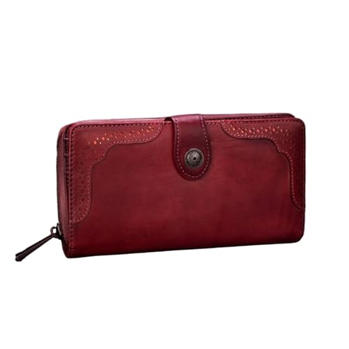 Lejdi Retro-Damen-Geldscheinklammern, Geldbörsen, Kartenetuis, Münzbörsen, Geld-Organizer aus echtem Leder, Business-Handtaschen (Color : Red) von Lejdi