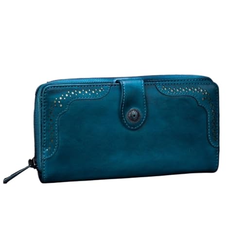 Lejdi Retro-Damen-Geldscheinklammern, Geldbörsen, echtes Leder, Geld-Organizer, Business-Handtaschen, Kartenetuis, Münzbörsen (Color : Blue) von Lejdi