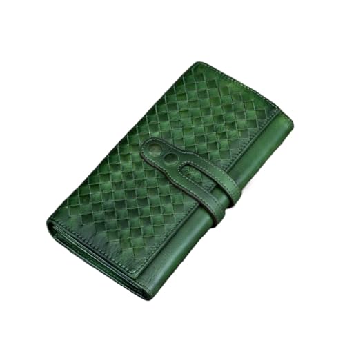 Lejdi Retro-Damenhandtaschen, Geldscheinklammern, Geschäftsbrieftaschen, Rindsleder-Kartenetuis, echtes Leder, Münzbörsen, 19,1 cm (Color : Green) von Lejdi