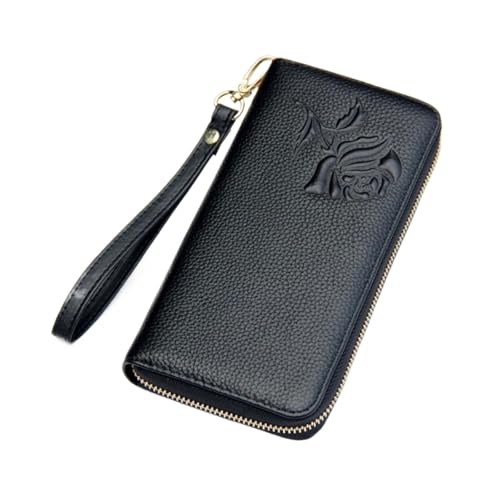 Lejdi Retro-Geldbörsen aus echtem Leder for Damen, Lange Geldklammern, Handtaschen, Geldbörsen, Kartenetuis(Black) von Lejdi