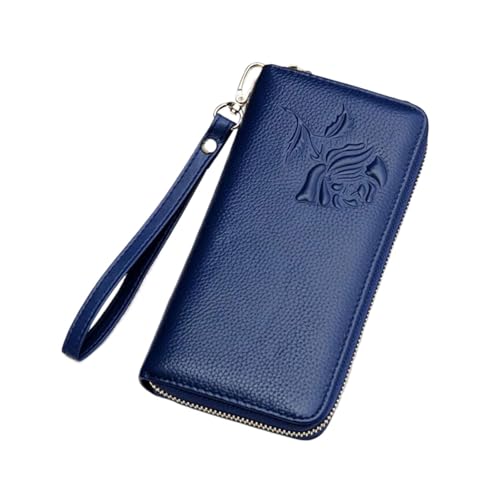 Lejdi Retro-Geldbörsen aus echtem Leder for Damen, Lange Geldklammern, Handtaschen, Geldbörsen, Kartenetuis(Blue) von Lejdi