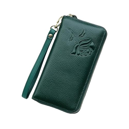 Lejdi Retro-Geldbörsen aus echtem Leder for Damen, Lange Geldklammern, Handtaschen, Geldbörsen, Kartenetuis(Green) von Lejdi