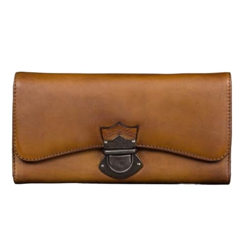 Lejdi Retro-Geldscheinklammern for Damen, Business-Geldbörsen, Abendtaschen, Kartenetuis aus Rindsleder, Handtaschen aus echtem Leder, Geldbörsen (Color : Brown) von Lejdi