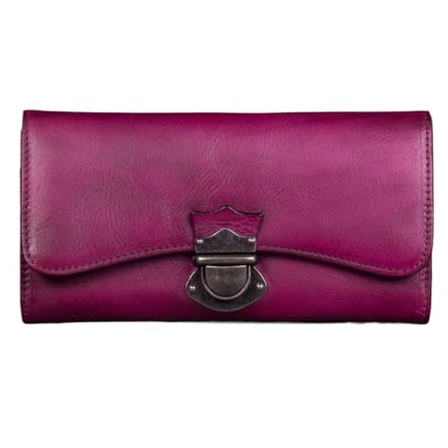 Lejdi Retro-Geldscheinklammern for Damen, Business-Geldbörsen, Abendtaschen, Kartenetuis aus Rindsleder, Handtaschen aus echtem Leder, Geldbörsen (Color : Purple) von Lejdi