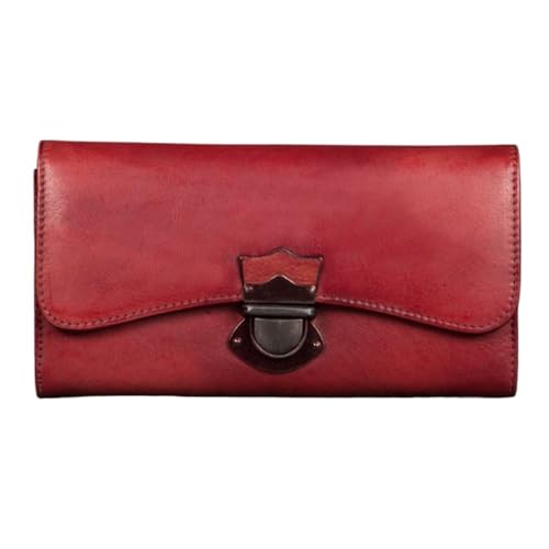 Lejdi Retro-Geldscheinklammern for Damen, Business-Geldbörsen, Abendtaschen, Kartenetuis aus Rindsleder, Handtaschen aus echtem Leder, Geldbörsen (Color : Red) von Lejdi