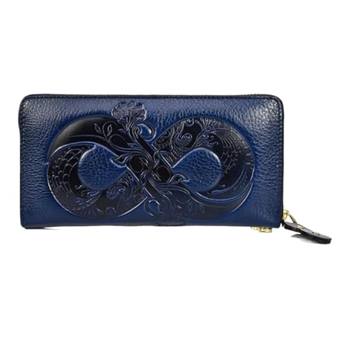 Lejdi Retro Handtaschen Geldbörsen for Frauen Geldscheinklammern Geldbörsen Abendtaschen Kartenetuis aus echtem Leder(Blue) von Lejdi