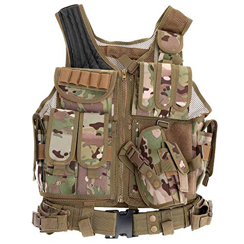 Lejie Taktische Weste Herren-Outdoor Weste mit Taschen- Tactical Vest für Jagd Angeln Camping Airsoft Paintball Militär von Lejie