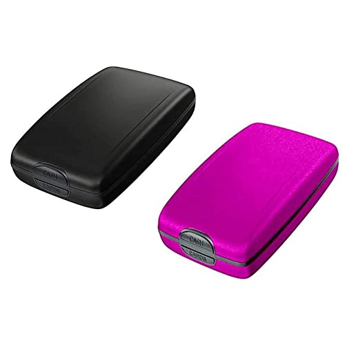 Kartenetui, Kreditkartenetui, 2er-Pack, Aluminium-Geld, schlankes Pärchen-Smart-Wallet, Pop-up-Geldbörse aus Metall (Silber + Lila), Blau + Rot (Color : Black+Purple) von LekLai