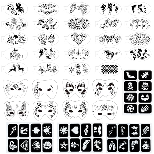 Kinder Gesicht malen Schablone, 36 Stück Gesichtsmalerei Schablonen Kit Wiederverwendbare Gesicht Tattoo & Körper Schminken Malvorlagen für Kinder & Erwachsene Halloween Party Schminken Kinder Gesicht malen Schablone, 36 Stück Gesichtsmalerei Schablonen Kit Wiederverwendbare Gesicht Tattoo & Körper Schminken Malvorlagen für Kinder & Erwachsene Halloween Party Schminken von Lekabee