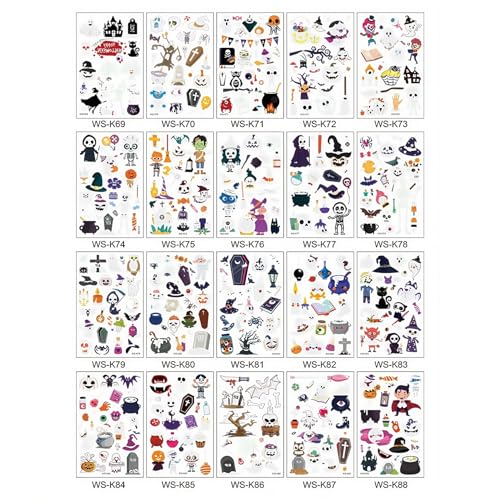 Luminous Halloween Temporäre Tattoos für Kinder, 20 Blätter Halloween Glow In The Dark Face Body Temporäre Tattoo für Jungen und Mädchen, Bulk Halloween Preise Treat oder Trick Party Make-up Geschenke von Lekabee