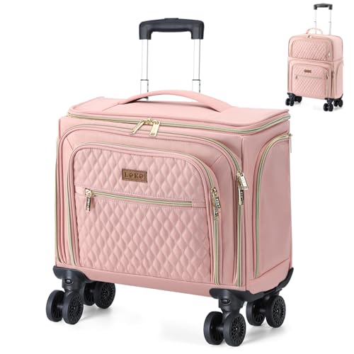 Lekeinchi 4 Rad Laptop Trolley Business mit 6 Packwürfeln & 15.6 Zoll Laptopfach, Groß Erweiterbar Reisekoffer Handgepäck, Leicht Wasserdicht Rollkoffer Aktenkoffer für Reisen/Business/Damen, Rosa von Lekeinchi