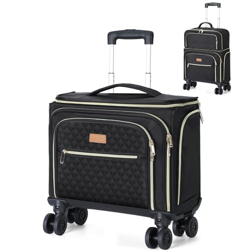 Lekeinchi 4 Rad Laptop Trolley Business mit 6 Packwürfeln & 15.6 Zoll Laptopfach, Groß Erweiterbar Reisekoffer Handgepäck, Leicht Wasserdicht Rollkoffer Aktenkoffer für Reisen/Business/Damen, Schwarz von Lekeinchi