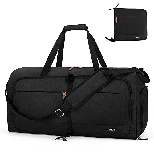 Lekesky Reisetasche Damen Herren Große 60L mit Schuhfach, Faltbare Reisetasche Weekender Damen Travel Duffle Bag Sport Tasche für Reisen Gym Urlaub Übernachtung (Schwarz) von Lekesky