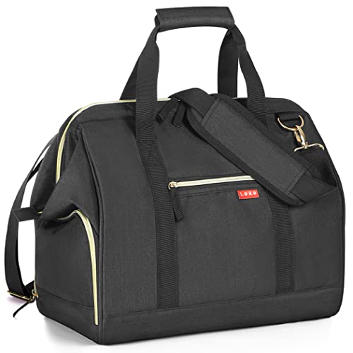 Lekesky Weekender Damen Reisetasche mit Schuhfach, Schwarz, 33L von Lekesky