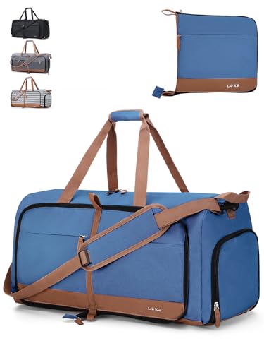 Lekesky Reisetasche Große 80L mit Schuhfach, Faltbare Reisetasche Weekender Damen fur Reisen, Krankenhaus, Strand, Camping (Dunkelblau) von Lekesky