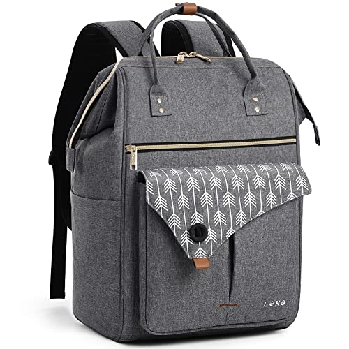 Lekesky Rucksack Damen 17.3 Zoll Laptop Rucksack Schulrucksack Arbeitsrucksack Daypack mit Anti Diebstahl Tasche für Schule Uni Reisen Arbeit, Grau von Lekesky
