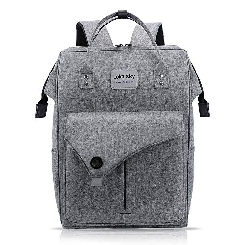 Lekesky Rucksack Damen Herren für Schule Uni Reisen Freizeit Job mit Laptopfach & Anti Diebstahl Tasche, Grau von Lekesky