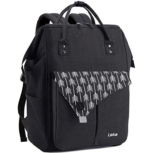Lekesky Rucksack Damen für Schule Uni Reisen Freizeit Job mit Laptopfach & Anti Diebstahl Tasche, Schwarz von Lekesky