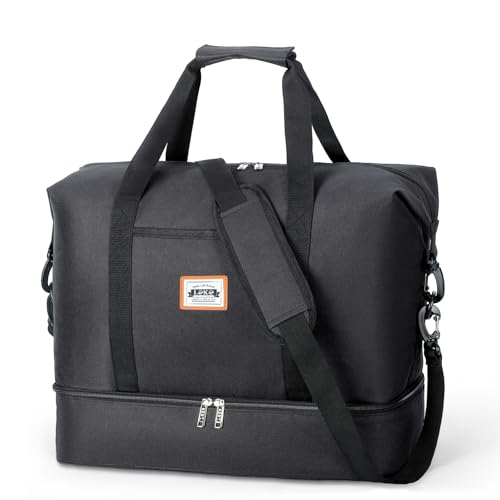 Lekespring Easyjet Handgepäck 45x36x20 Reisetasche Damen Handgepäck Tasche für Flugzeug, Sporttasche Klein Weekender Damen, Schwarz, 32L von Lekespring