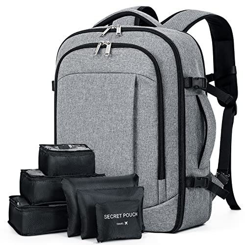 Lekespring Rucksack Handgepäck Flugzeug Ryanair Handgepäck 40x20x25 Reiserucksack Damen mit 6 Teilige Kleidertaschen-Packing Cubes für Kurze Tirp Business Weekender, Grau von Lekespring