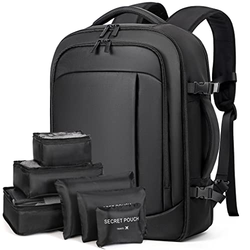 Lekespring Rucksack Handgepäck Flugzeug Ryanair Handgepäck 40x20x25 Reiserucksack Herren mit 6 Teilige Kleidertaschen für Kurze Tirp Business Weekender, Schwarz von Lekespring