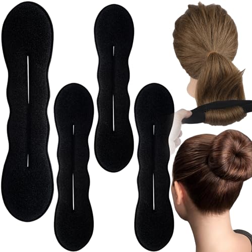 Lekgavd Haarknotenmacher, 2 Größen, Schwamm-Haar-Hochsteckfrisur-Former für Frauen, klassischer Lockenwickler, Clip-Bänder, Haarstyling-Zubehör für langes, lockiges, glattes Haar, Schwarz, 4 Stück Lekgavd Haarknotenmacher, 2 Größen, Schwamm-Haar-Hochsteckfrisur-Former für Frauen, klassischer Lockenwickler, Clip-Bänder, Haarstyling-Zubehör für langes, lockiges, glattes Haar, Schwarz, 4 Stück von Lekgavd
