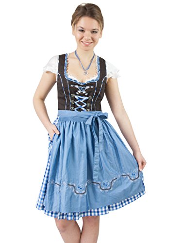 Midi Dirndl Gundel 55er Länge 2-teilig blau in 2 Farben (40, braun/SkyBlue) von Lekra