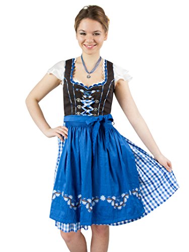 Midi Dirndl Gundel 55er Länge 2-teilig blau in 2 Farben (42, braun/Royalblue) von Lekra