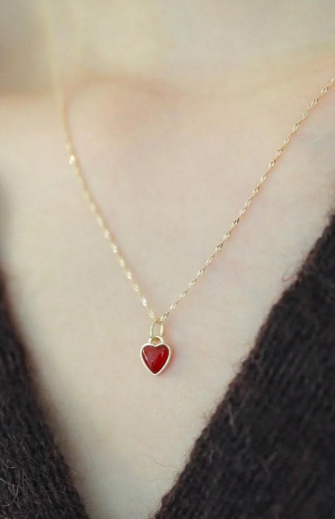 Herzhalskette Rotes Herz Halskette Gold 18K Red Heard Herzhalskette Rotes Herz Halskette Gold 18K Red Heard von LeleShopDE