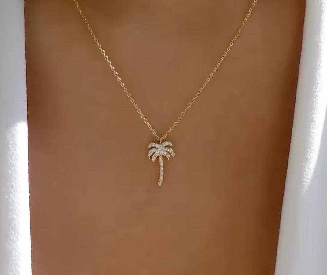 Palmen Halskette Palme Schmuck Charm Anhänger Vergoldet Gold 14K Geschenkidee G Kette Zirkonia Steine Sommer Holiday Palmen Halskette Palme Schmuck Charm Anhänger Vergoldet Gold 14K Geschenkidee G Kette Zirkonia Steine Sommer Holiday von LeleShopDE