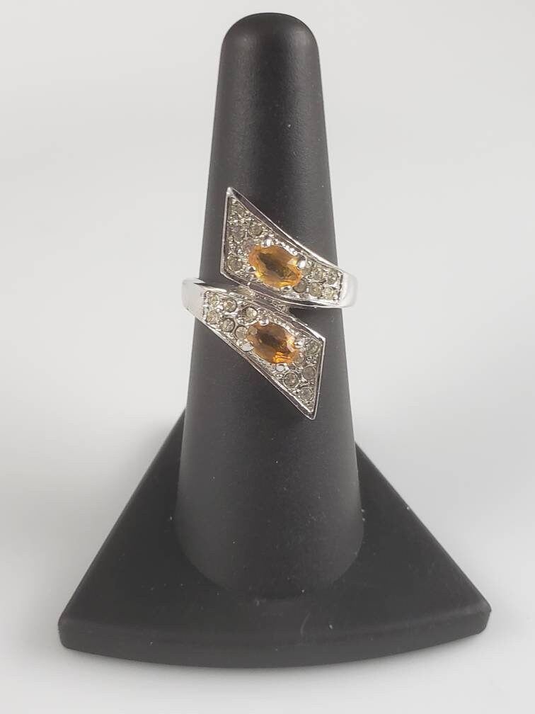 1940Er-1950Er Jahre Nachlass Echter Citrin Bypass Ring von LelenaPeacock