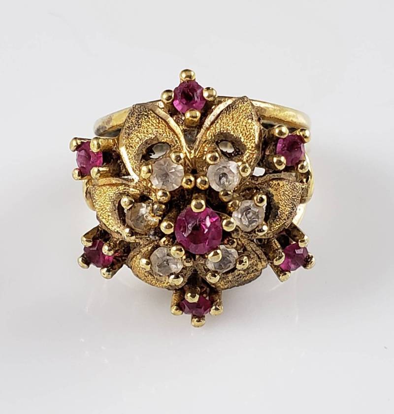 Auffallender Rubin Und Topas Vermeil Blumen Ring von LelenaPeacock