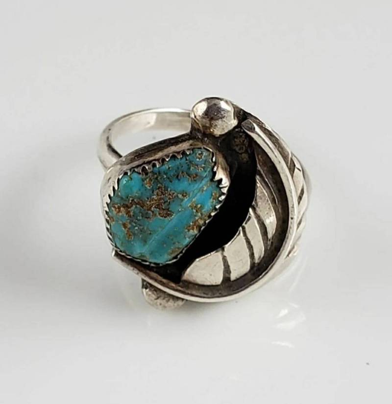Handgemachter Natürlicher Türkis Sterling Silber Ring Von Francis Eustis-Circa 1950Er Jahre von LelenaPeacock
