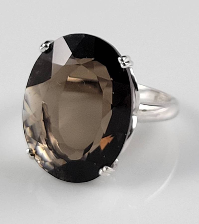 Jwbr Art Deco Style 7, 5 Ctw Rauchtopas Sterling Silber Statement Ring von LelenaPeacock