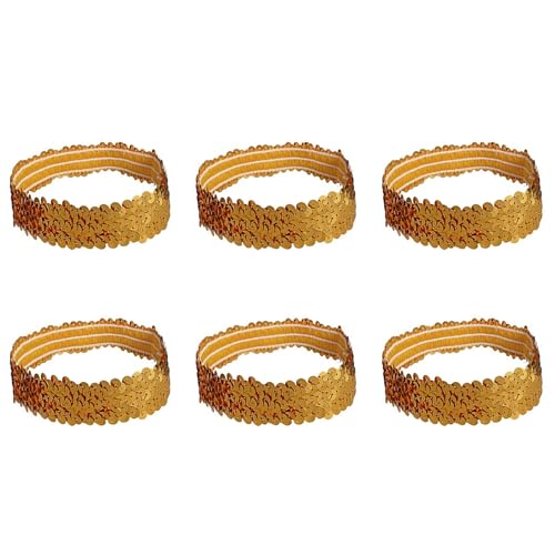 Leliafleury 6 x goldenes Pailletten-Stirnband, elastisches Glitzer-Haarband, glitzerndes Sport-Stirnband, glitzerndes Pailletten-Stirnband für Damen Leliafleury 6 x goldenes Pailletten-Stirnband, elastisches Glitzer-Haarband, glitzerndes Sport-Stirnband, glitzerndes Pailletten-Stirnband für Damen von Leliafleury