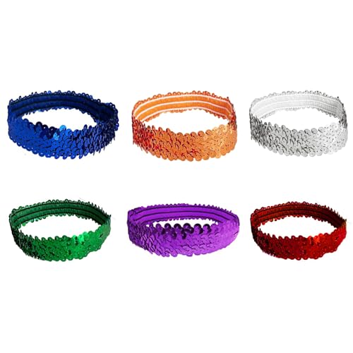 Leliafleury Glitzerndes Pailletten-Stirnband, elastisches Glitzer-Stirnband, glitzerndes Sport-Stirnband für Damen (6 Farben) von Leliafleury