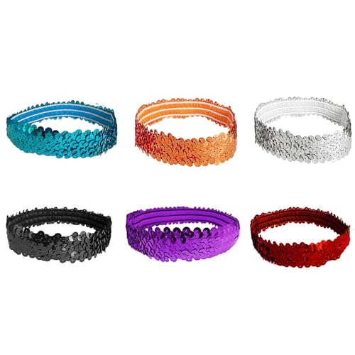 Leliafleury Pailletten-Stirnband, elastisches, glitzerndes Stirnband, glitzerndes Sport-Stirnband, Glitzer-Stirnband für Damen (6 Farben) von Leliafleury