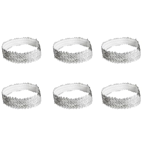 Leliafleury Silbernes Pailletten-Stirnband, elastisches Glitzer-Haarband, glitzerndes Sport-Stirnband, glitzerndes Pailletten-Stirnband für Damen, 6 Stück Leliafleury Silbernes Pailletten-Stirnband, elastisches Glitzer-Haarband, glitzerndes Sport-Stirnband, glitzerndes Pailletten-Stirnband für Damen, 6 Stück von Leliafleury