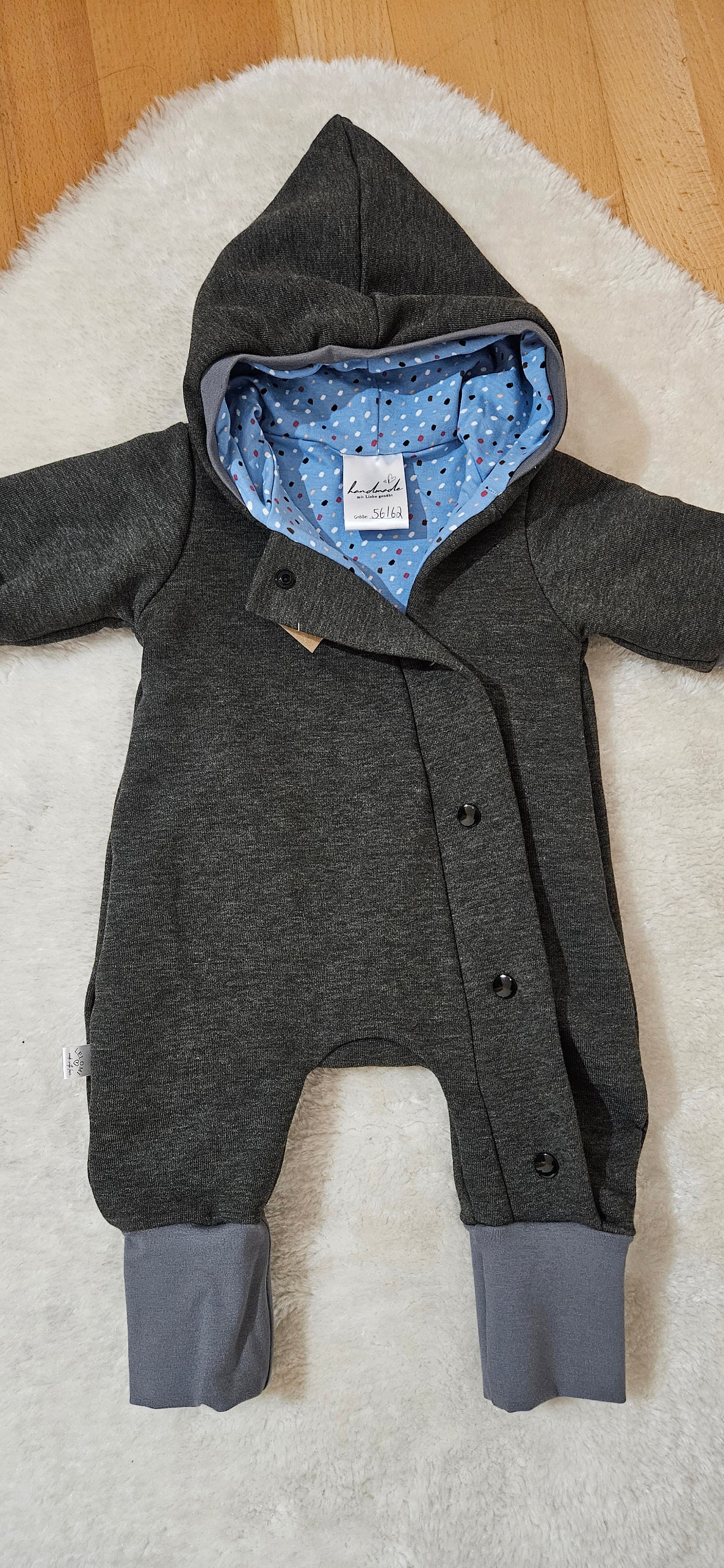 Overall Dunkelgrau Blau Punkte von Lelomihandmade