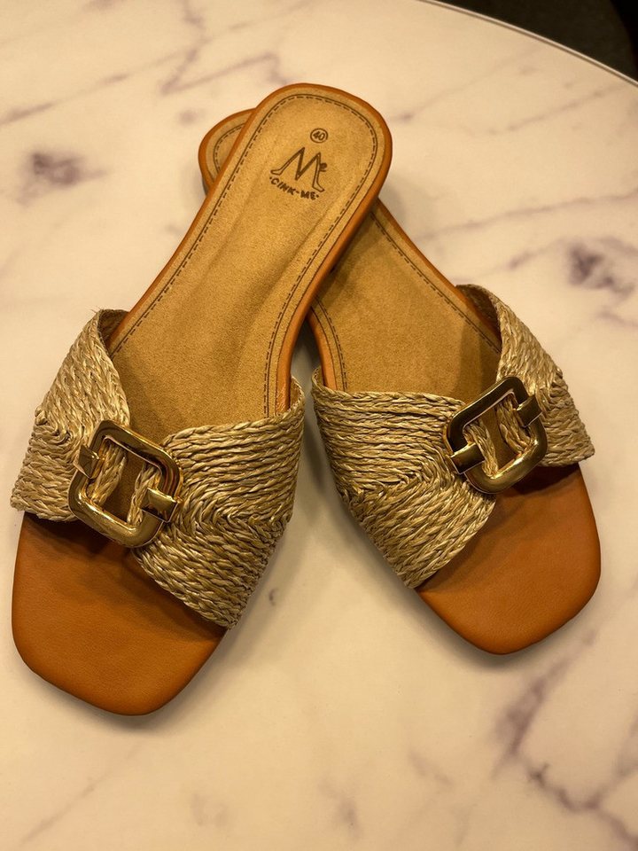 Lelü Fashion Bast-Sandalen mit Metalldetail Pantolette Goldene Metallverzierung von Lelü Fashion