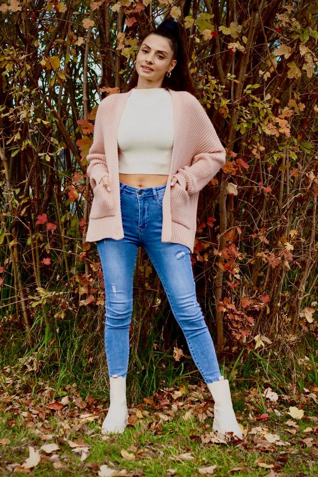 Lelü Fashion Cardigan Cardigan rosa der offen fallende Schnitt verleiht Lässigkeit von Lelü Fashion